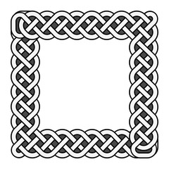 Square celtic knots vector medieval frame in black and white