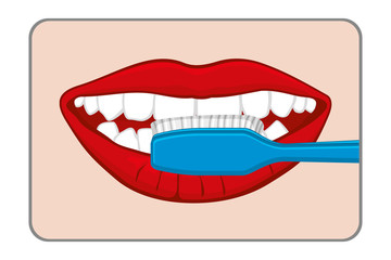 Woman brushing her teeth vector illustration
