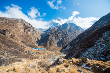 Obraz premium Machhapuchhre beautiful snow mountain in Annapurna sanctury