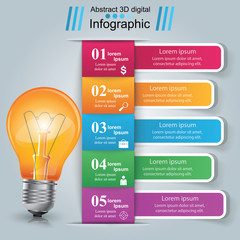 Infographic design. Bulb, Light icon.