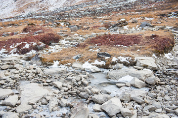 water in the river become to be ice on top of Annapurna base cam