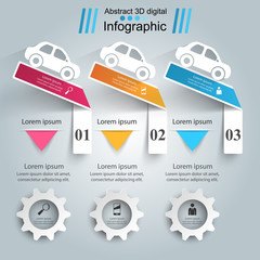 Road infographic design template and marketing icons. Car icon.