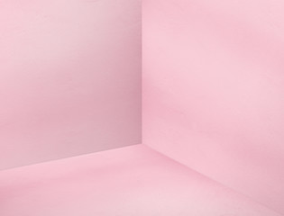 Empty room corner painted in pastel pink color studio room backg