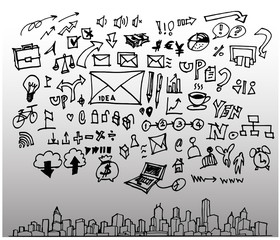 Business Cityscape doodles vector illustration eps10