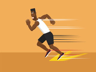 Running Man in Sprinting Action