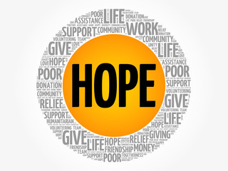 HOPE word cloud collage, concept background
