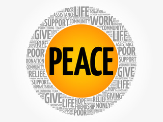 PEACE word cloud collage, concept background