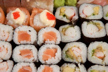 Set of assorted sushi kept in a black box