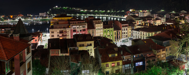 Fototapeta na wymiar Night view of the city of Ribadesella