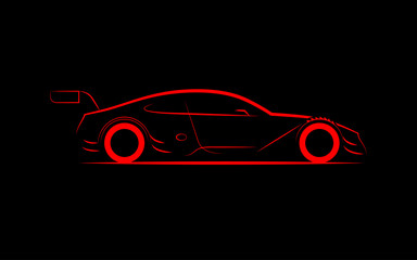 stylized silhouette sports dtm car coupe