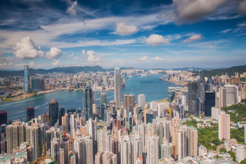 Plakat View point of Hongkong city and Kowloon city from the top of vic