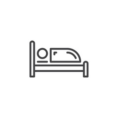 Single bed line icon, outline vector sign, linear pictogram isolated on white. Symbol, logo illustration