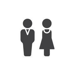 Man and woman icon vector, filled flat sign, solid pictogram isolated on white. Couple symbol, logo illustration