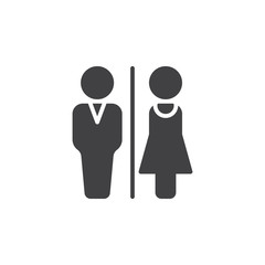 Man and Woman toilet icon vector, filled flat sign, solid pictogram isolated on white. WC, Water closet symbol, logo illustration
