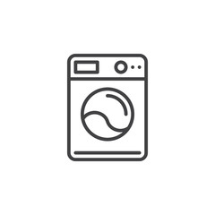 Washing machine line icon, outline vector sign, linear pictogram isolated on white. Laundry symbol, logo illustration