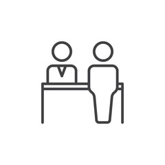 Reception line icon, outline vector sign, linear pictogram isolated on white. Check in symbol, logo illustration