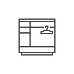 Wardrobe line icon, outline vector sign, linear pictogram isolated on white. Symbol, logo illustration