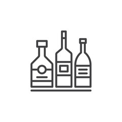Alcohol beverage bottles line icon, outline vector sign, linear pictogram isolated on white. Bar symbol, logo illustration