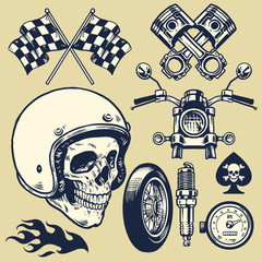 Obraz premium Zestaw wykonany ręcznie z rocznika motocykla