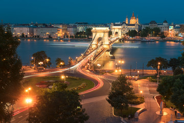 Fototapeta na wymiar Chain Bridge In Budapest Hungary