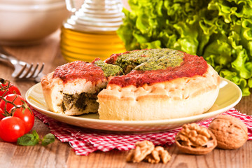 Calzone with walnuts and endive.