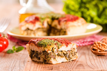 Calzone with walnuts and endive.