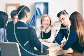 Time concept. Business people working in conference room
