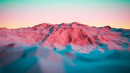 Poster 3d illustration of colorful Abstract Mountains © ascenp
