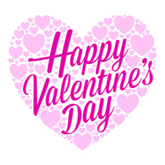 Happy Valentines Day Lettering Surrounded With Little Hearts Bac