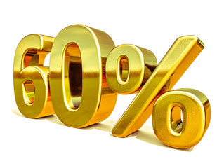 3d Gold 60 Sixty Percent Discount Sign