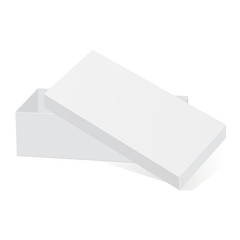 White rectangular box with cover isolated. Mockup gift box for design or branding. Vector illustration.