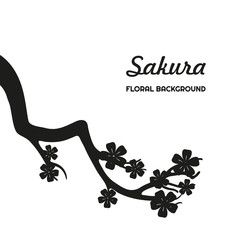 Black silhouette of sakura on a white background
