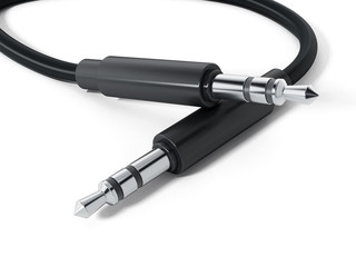 Guitar cable jacks isolated on white background