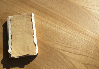 Wood, books, notebook
