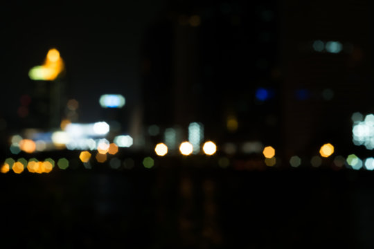 Blurred Photo light bokeh of cityscape at night