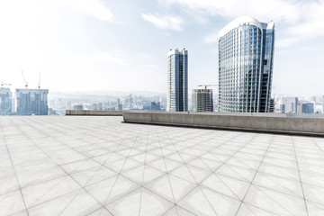 Fototapeta na wymiar modern office buildings in hangzhou from empty floor