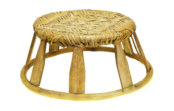 Rattan Stool On White Background