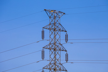 Hight voltage electricity  on sky background