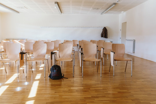 A backpack near the chair