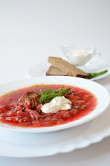 Traditional Ukrainian hot soup borsch