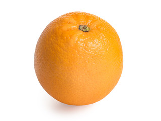Ripe, fresh orange isolated on white background. Perfectly retouched with clear details. Full depth of field. Fruit photographed in Studio on white background