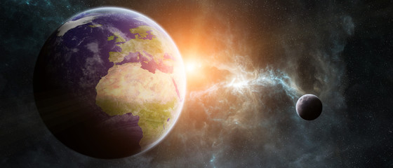 Naklejka na ściany i meble Planet Earth in space 3D rendering elements of this image furnis