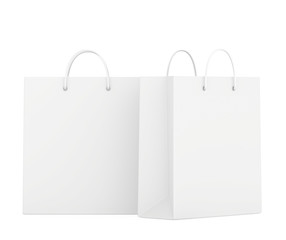 Paper Shopping Bags collection isolated on white background. 3d rendering.