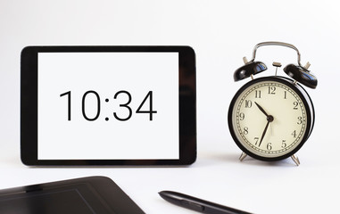 working surface. Business tools. the tablet. Time