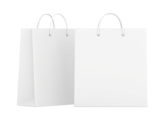 Empty Shopping Bags on white for advertising and branding. 3d rendering.