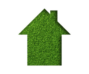 Simple green grass eco house icon. concept ecology.