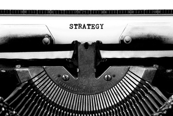 STRATEGY Typed Words On a Vintage Typewriter Conceptual