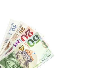 heap of georgian lari bank notes background