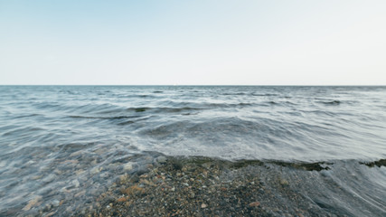 Waves in the sea in a blur.