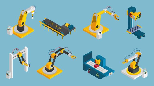 Industrial robot video animation footage